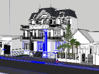 Thiết kế model sketchup biệt thự 3 tầng 3d