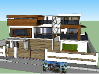 Thiết kế model sketchup biệt thự 3 tầng link tải free