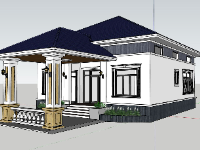 Thiết kế biệt thự,Thiết kế biệt thự 1 tầng,biệt thự 1 tầng,sketchup biệt thự 1 tầng