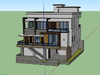 Thiết kế model sketchup mẫu biệt thự 3 tầng 3d