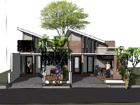 nhà 1 tầng,sketchup nhà 1 tầng,model sketchup nhà 1 tầng