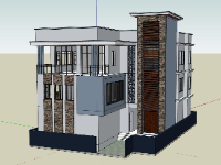 Thiết kế model sketchup mẫu nhà 2 tầng đơn giản