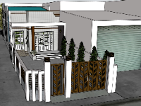 Thiết kế model sketchup nhà phố 1 tầng 7x24m