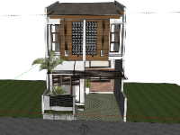 Thiết kế model sketchup nhà phố 2 tầng kích thước 6x10m