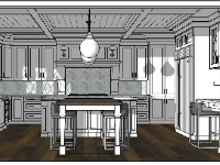 Thiết kế model sketchup nội thất phòng bếp