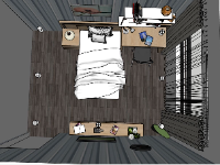 Thiết kế model sketchup nội thất phòng ngủ sang xịn