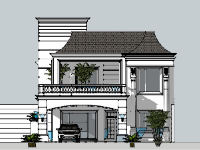 biệt thự 2 tầng,phối cảnh biệt thự 2 tầng,file sketchup biệt thự 2 tầng