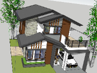 Thiết kế nhà phố,nhà phố 2 tầng,sketchup nhà phố 2 tầng,mẫu nhà phố 2 tầng