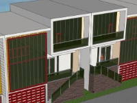 Nhà phố 2 tầng,model su nhà phố 2 tầng,sketchup nhà phố 2 tầng,nhà phố 2 tầng sketchup