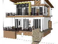 file sketchup nhà phố,nhà 2 tầng hiện đại,file nhà phố sketchup,model su nhà phố 2 tầng