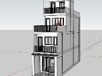 Thiết kế nhà phố 3 tầng 1 tum trên cad