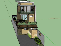 Thiết kế Nhà phố 3 tầng 5x20m file sketchup