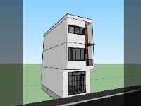 nhà phố 3 tầng,nhà 3 tầng,sketchup nhà phố 3 tầng