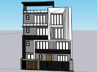 Thiết kế Nhà phố 4 tầng 12x24m dựng file sketchup
