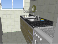 Thiết kế nội thất phòng bếp file 3d