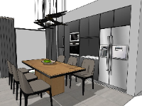 Thiết kế nội thất phòng bếp model su 3d