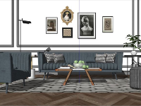 Thiết kế nội thất phòng khách sketchup file 3d