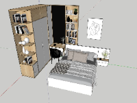 Thiết kế nội thất sketchup phòng ngủ hiện đại