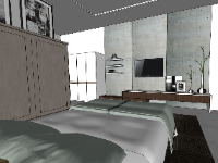 Thiết kế phòng ngủ hiện đại nhất model sketchup