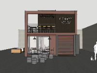 Thiết kế quán cafe 2 tầng 6x8m file sketchup