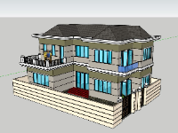 Thiết kế sketchup biệt thự 2 tầng hiện đại 7.9x16.7m