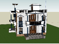 biệt thự 2 tầng,mẫu biệt thự sketchup,mẫu biệt thự 2 tầng