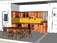 Thiết kế sketchup nội thất phòng bếp 3d