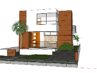 biệt thự 2 tầng,file sketchup biệt thự hiện đại,mẫu biệt thự sketchup