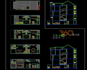 bản vẽ autocad nhà 3 tầng