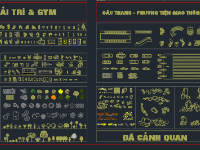 Thư viện nội thất( phòng gym+ cầu tang+ đèn người + phòng họp)