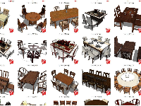 Thư viện Sketchup tổng hợp các mẫu bộ bàn ăn ghế