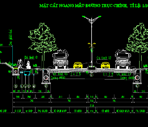 Trắc ngang mẫu đường nội thị rộng 31.5m