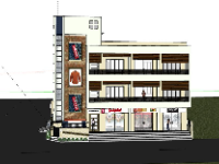 Trung tâm thời trang 3 tầng 17x14m file sketchup