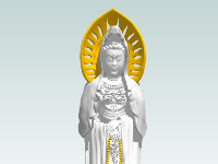 T­­ượng quan âm đứng trên đài sen, chi tiết, sử dụng trong thiết kế 3d chùa.