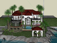 Villa 2 tầng 18x27m file sketchup