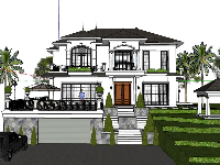 Villa 2 tầng cao cấp file 3d sketchup