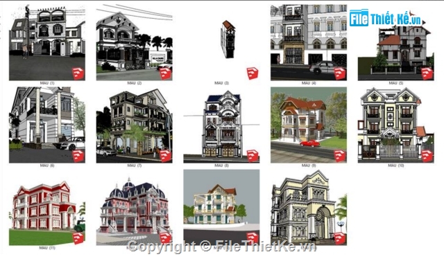 Sketchup biệt thự,SU biệt thự,mẫu biệt thự sketchup,File Sketchup biệt thự đẹp,File sketchup biệt thự phố,Nhà phố