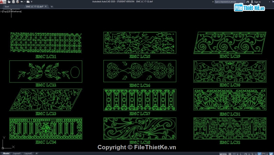 Lan can cắt CNC file corel,Lan can CNC file dxf,file cad lan can cắt CNC,CNC lan can,Mẫu CNC Lan can,Mẫu lan can