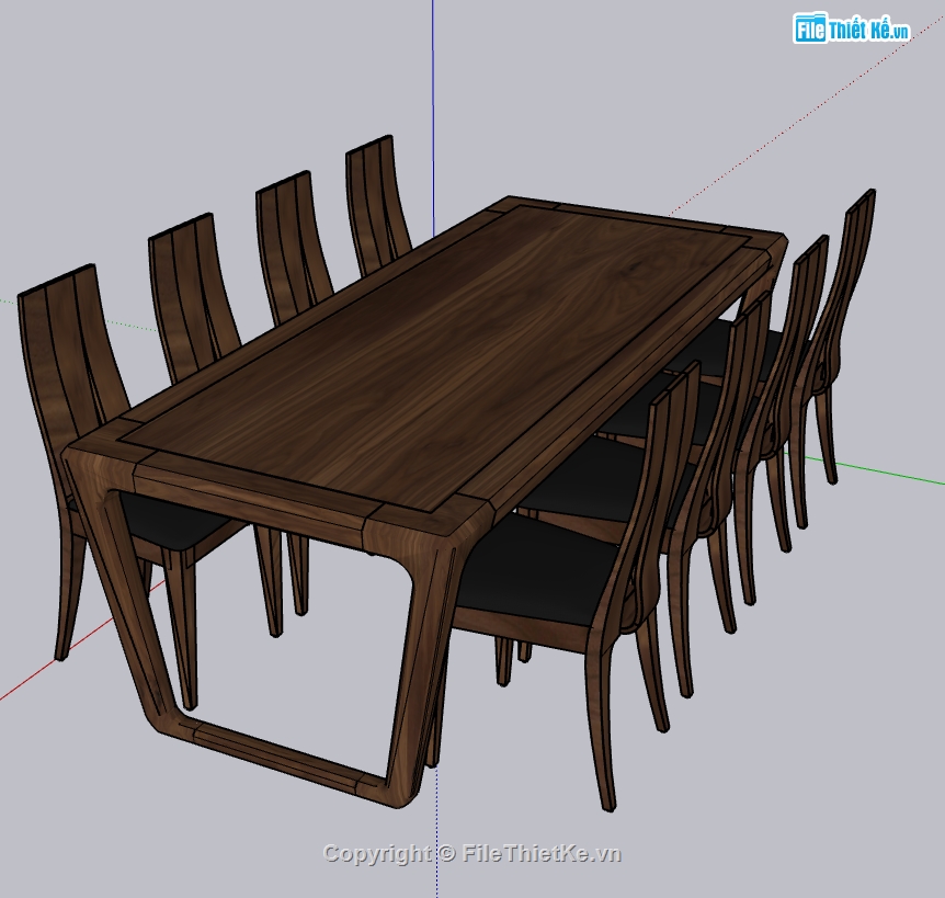 file sketchup bàn ghế,mẫu ghế ăn sketchup,file sketchup ghế ăn gỗ óc chó