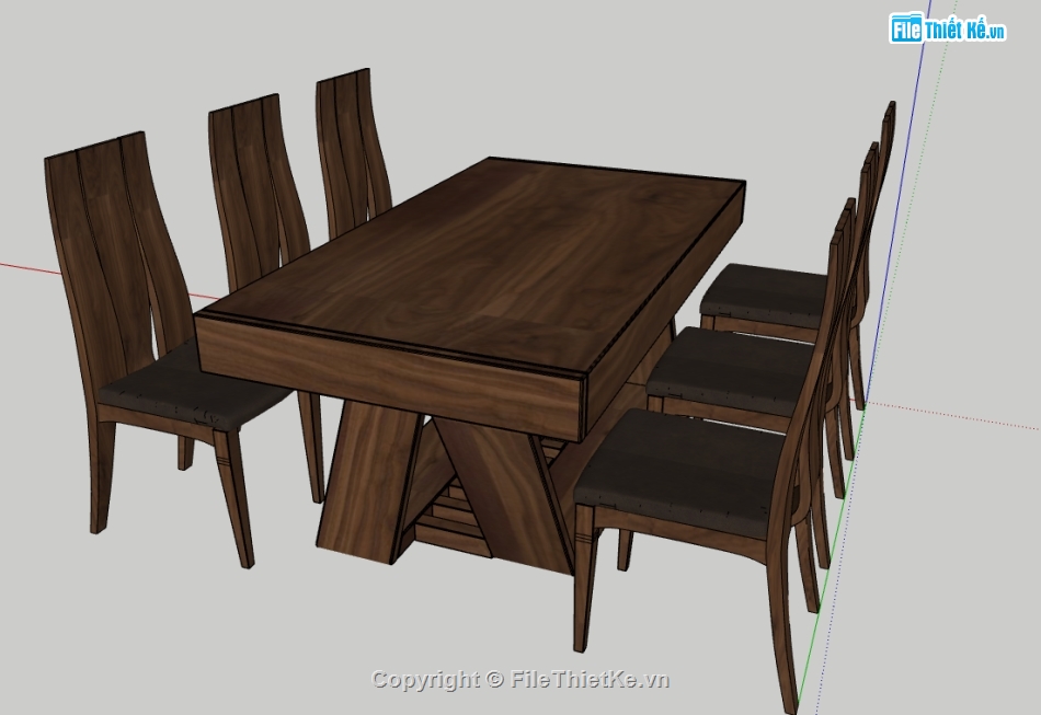 file sketchup bàn ghế,mẫu ghế ăn sketchup,file sketchup ghế ăn gỗ óc chó
