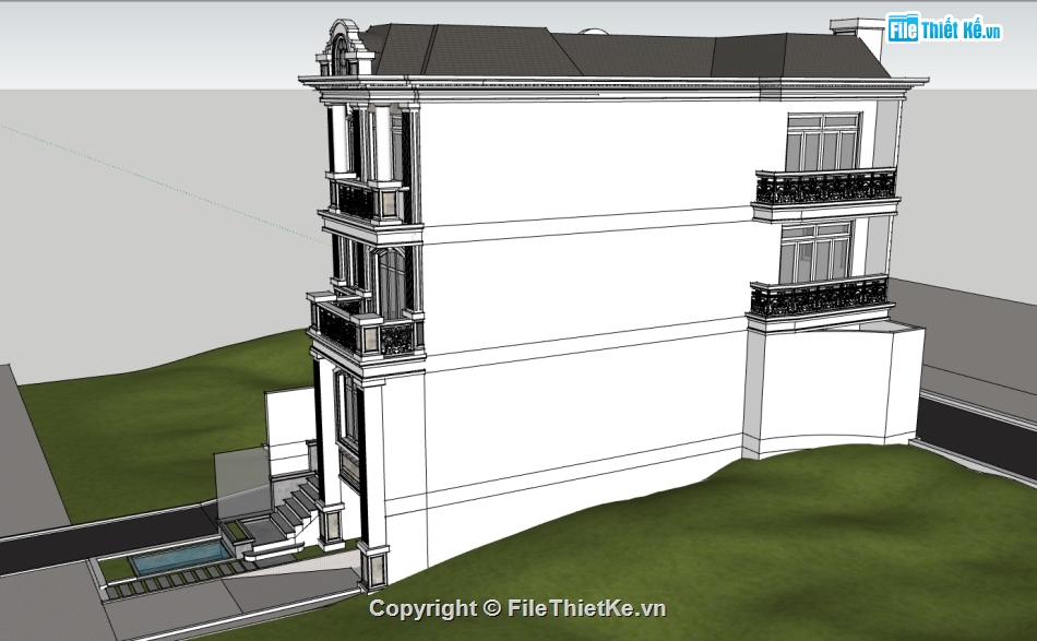 sketchup nhà phố 4 tầng,file sketchup nhà phố 4 tầng,model sketchup nhà phố 4 tầng,3d sketchup nhà phố 4 tầng