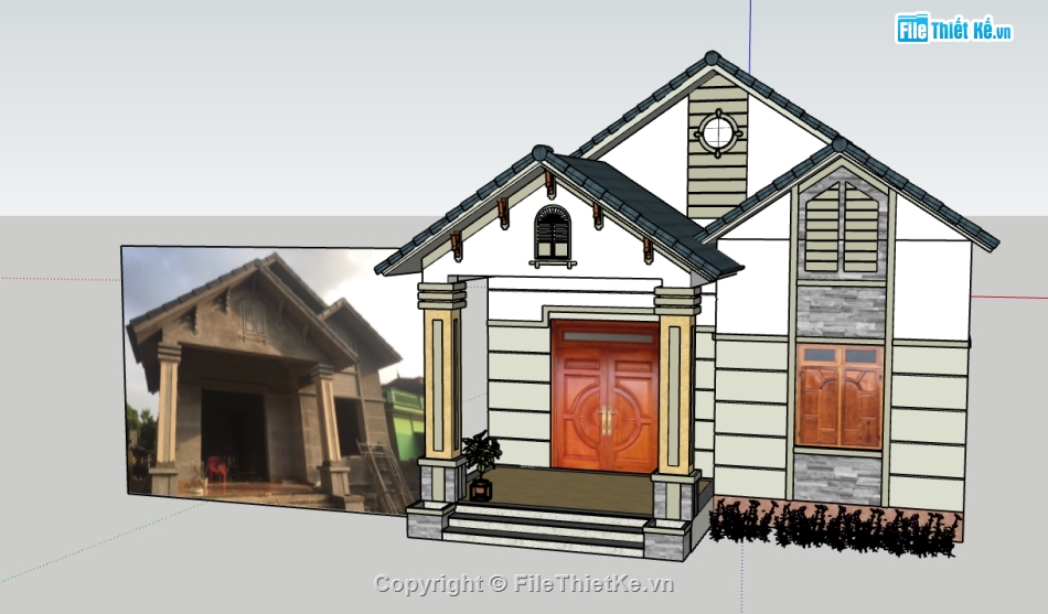 nhà 1 tầng,file su nhà 1 tầng,model nhà 1 tầng,3d nhà 1 tầng,model sketchup nhà 1 tầng