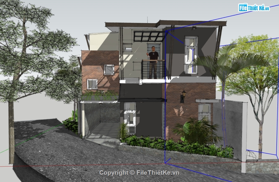 nhà phố 2 tầng,3d nhà phố 2 tầng,Model su  nhà phố 2 tầng,file su nhà phố 2 tầng