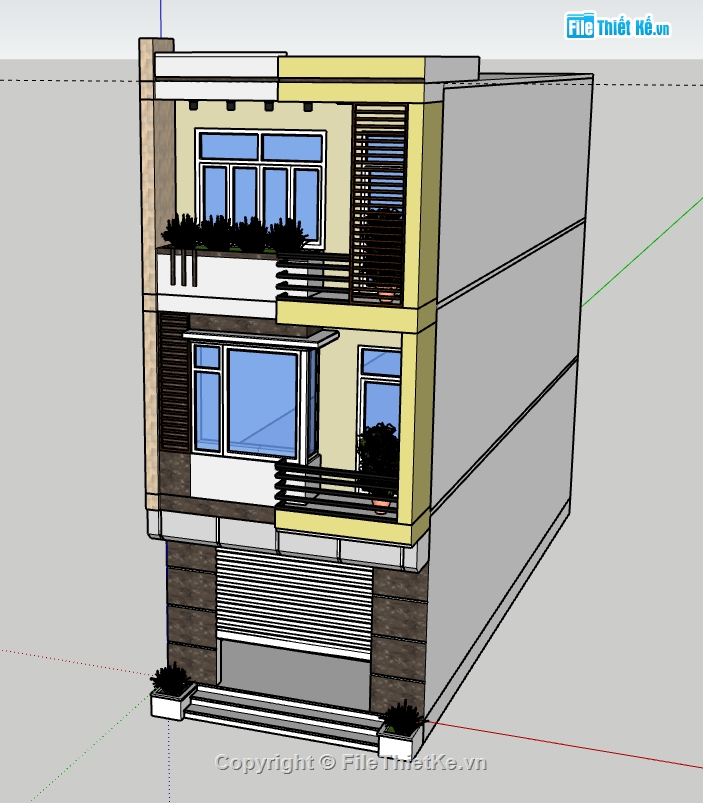 Nhà phố 3 tầng file su,File sketchup Nhà phố 3 tầng,model su Nhà phố 3 tầng,file su Nhà phố 3 tầng