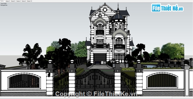 biệt thự lâu đài,file Sketchup Biệt thự,Sketchup,lâu đài