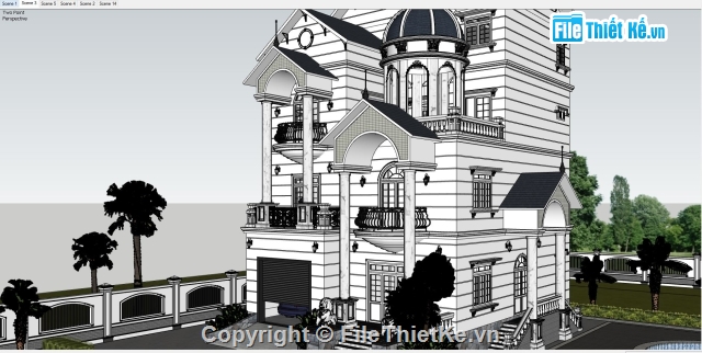 biệt thự lâu đài,file Sketchup Biệt thự,Sketchup,lâu đài