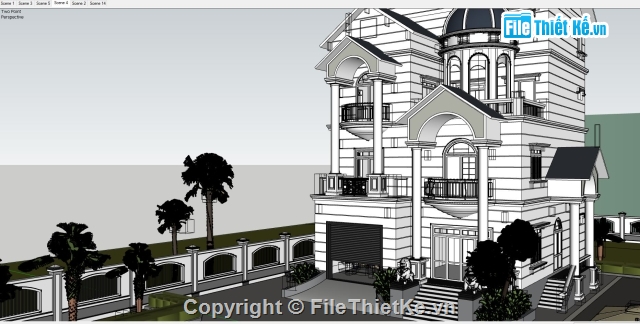 biệt thự lâu đài,file Sketchup Biệt thự,Sketchup,lâu đài