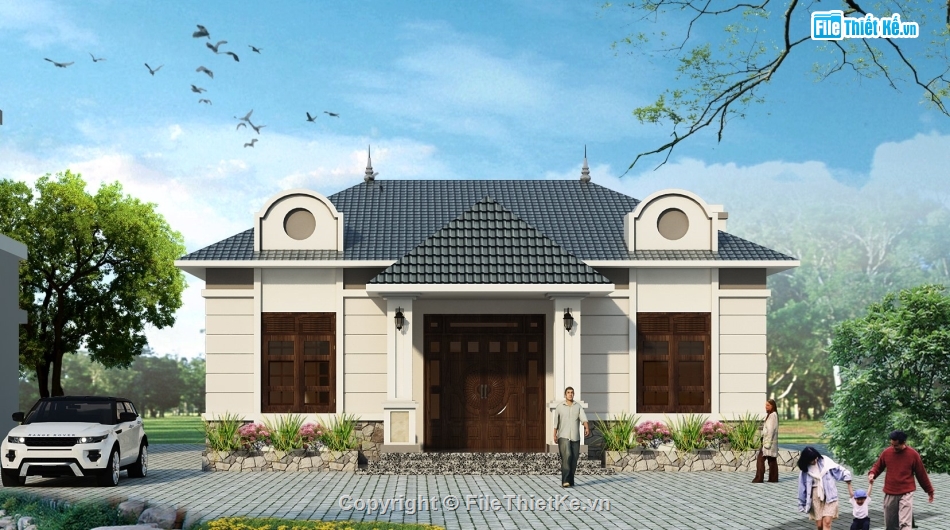 phối cảnh nhà,nhà cấp 4-1 tầng đẹp,biệt thự 1 tầng mái nhật,kiến trúc nhà cấp 1,Nhà 1 tầng mái nhật,Nhà vuông 1 tầng