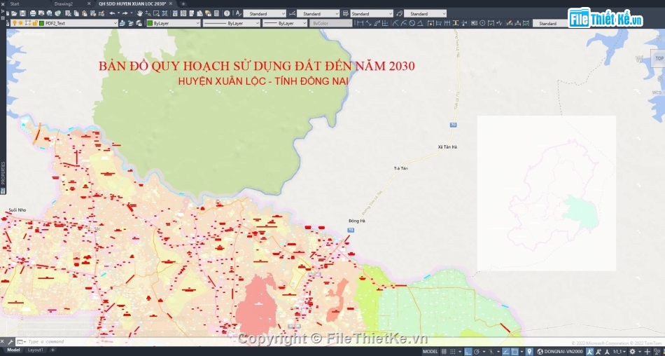 Autocad Bản Đồ Quy Hoạch Sử Dụng Đất Huyện Xuân Lộc, Đồng Nai Đến Năm 2030