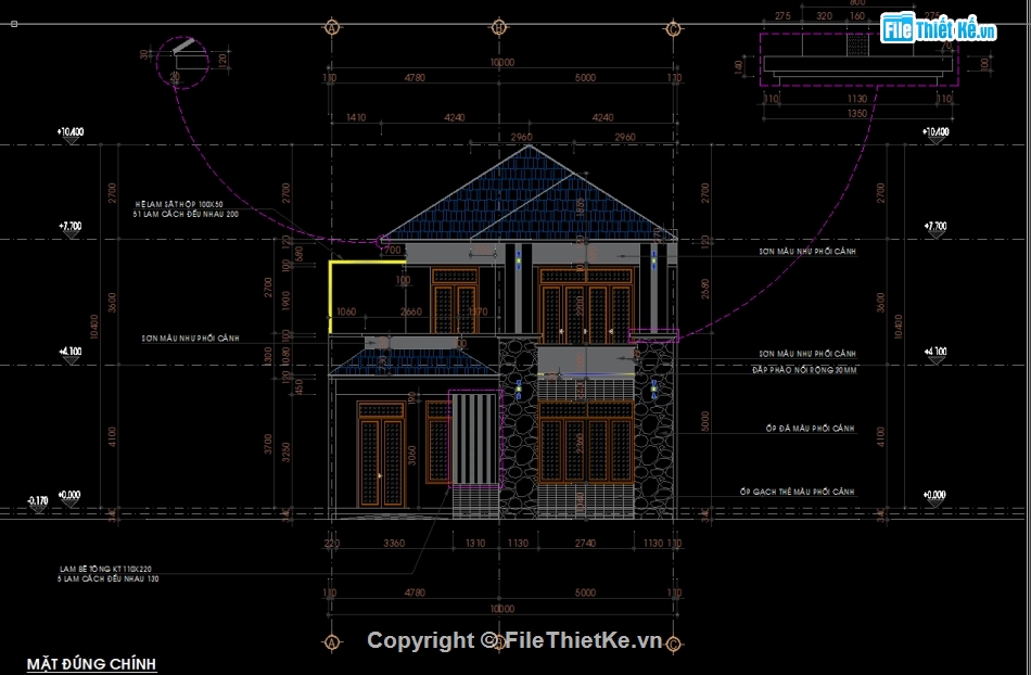 Bản vẽ biệt thự 2 tầng,Biệt thự 2 tầng file cad,Biệt thự 2 tầng file autocad,File cad biệt thự 2 tầng,Biệt thự 2 tầng 10x19.4m,Autocad biệt thự 2 tầng